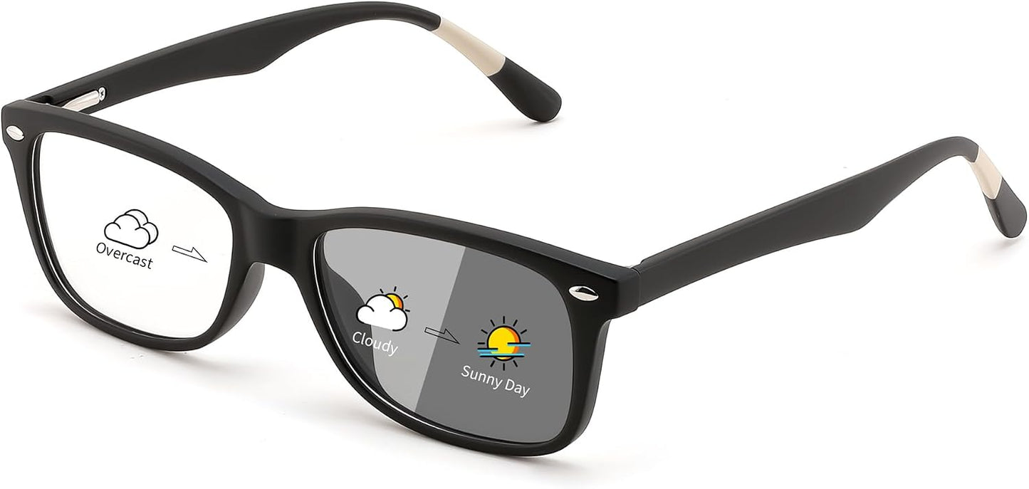 Matte Black / 53 Millimeters | B0GKNCMTFX | FEISEDY Blue Light Blocking Photochromic Glasses UV400 Protection B1264