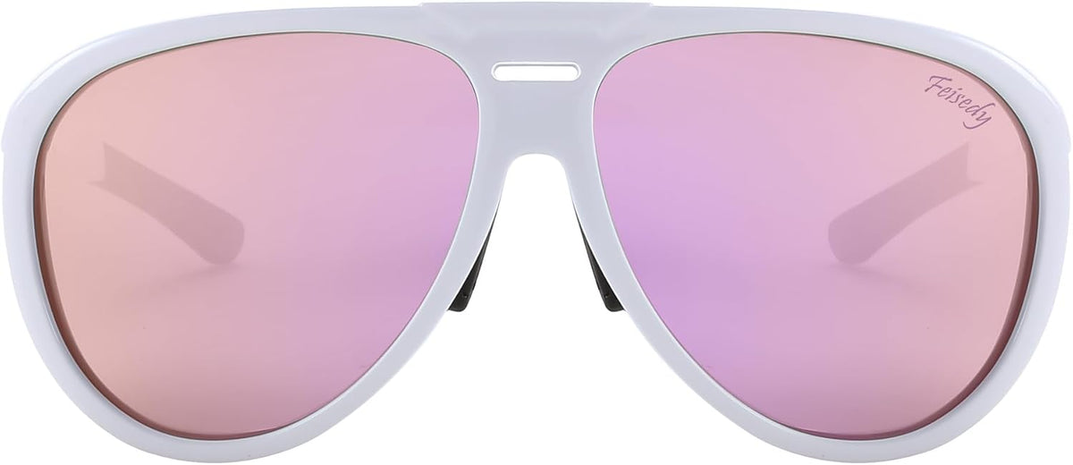 ÉÌƷͼƬ 9 | B0CT5M1L9R | FEISEDY Polarized Aviator Sunglasses Men Women Oversized Round Steampunk Sunglasses Side Shield Goggles B0095
