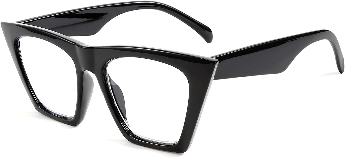 Black / 1.0 x | B08B8DGXX8 | FEISEDY Square Cat Eye Reading Glasses Blue Light Blocking Women Fashion Cateye Reader Anti Glare Digital Eyestrain B2604