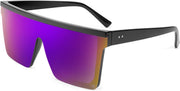 Dark Lavender / 60 Millimeters | B0C9WKJF3F | FEISEDY Oversized Sunglasses Mens Womens Flat Top Square Trendy Visor Shades UV400 B2470