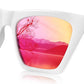 White Frame/Red Mirrored Lenses / 55 Millimeters | B08R8PXX51 | FEISEDY Vintage Polarized Square Cat Eye Sunglasses Women Trendy Fashion Cateye Polarized Sunglasses B2692