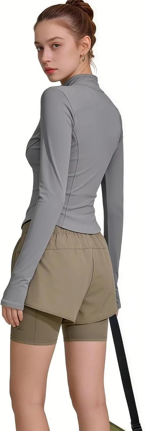 商品图片 17 | B0GFW1PJVL | Athletic Jackets For Women Zip-Up Moisture-Wicking Quick-Dry Lightweight Long Sleeve With Thumb Holes for Yoga, Gym, Running