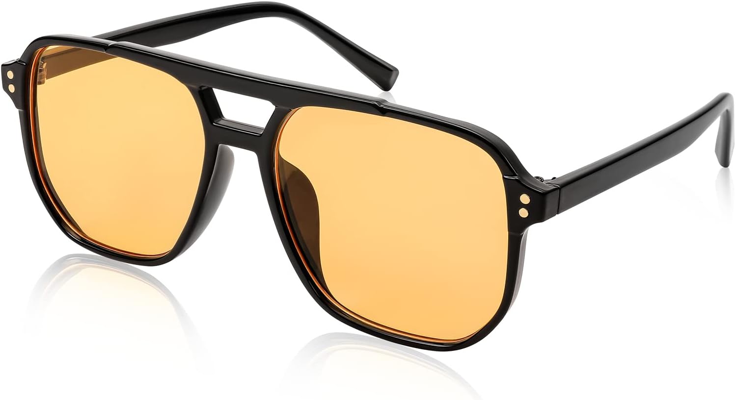 007 Black Frame/Yellow Lens / 57 Millimeters | B0B3XGNBRT | FEISEDY Retro Square Aviator Sunglasses Women Men 70s Vintage Trendy Plastic Frame Sun Glasses B2835