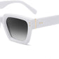 White Frame & Gradual Grey Lens / 49 Millimeters | B0CHMQ4RB2 | FEISEDY Retro Rectangle Sunglasses Trendy Chunky Square Sun Glasses for Women Men UV400 Protection B0073