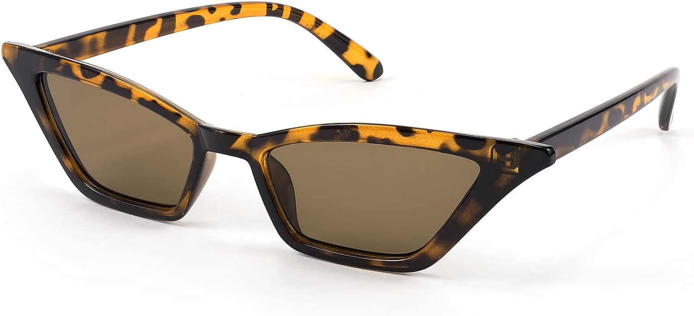 Leopard / Tea Lens / 53 Millimeters | B079KZ67XN | FEISEDY Small Cat Eye Sunglasses Vintage Square Shade Women Eyewear B2291