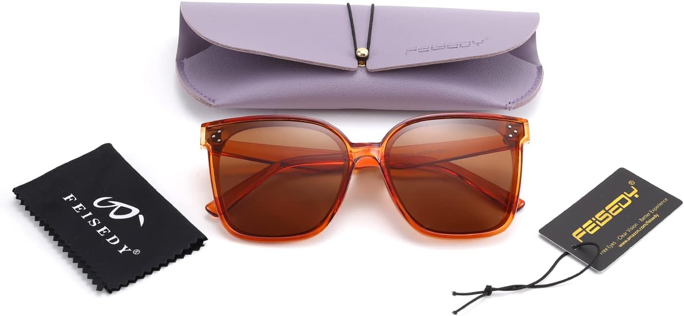 商品图片 46 | B0871BKMTN | FEISEDY Oversized Polarized Sunglasses - UV400 Protection, Square Fashion Sun Glasses for Outdoor & Daily B2600
