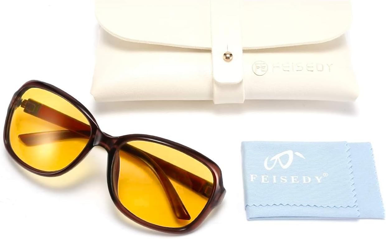 商品图片 45 | B081YY5RM3 | FEISEDY Classic Womens Night Glasses Driving Anti Glare Wrap Around Yellow Sunglasses B2548