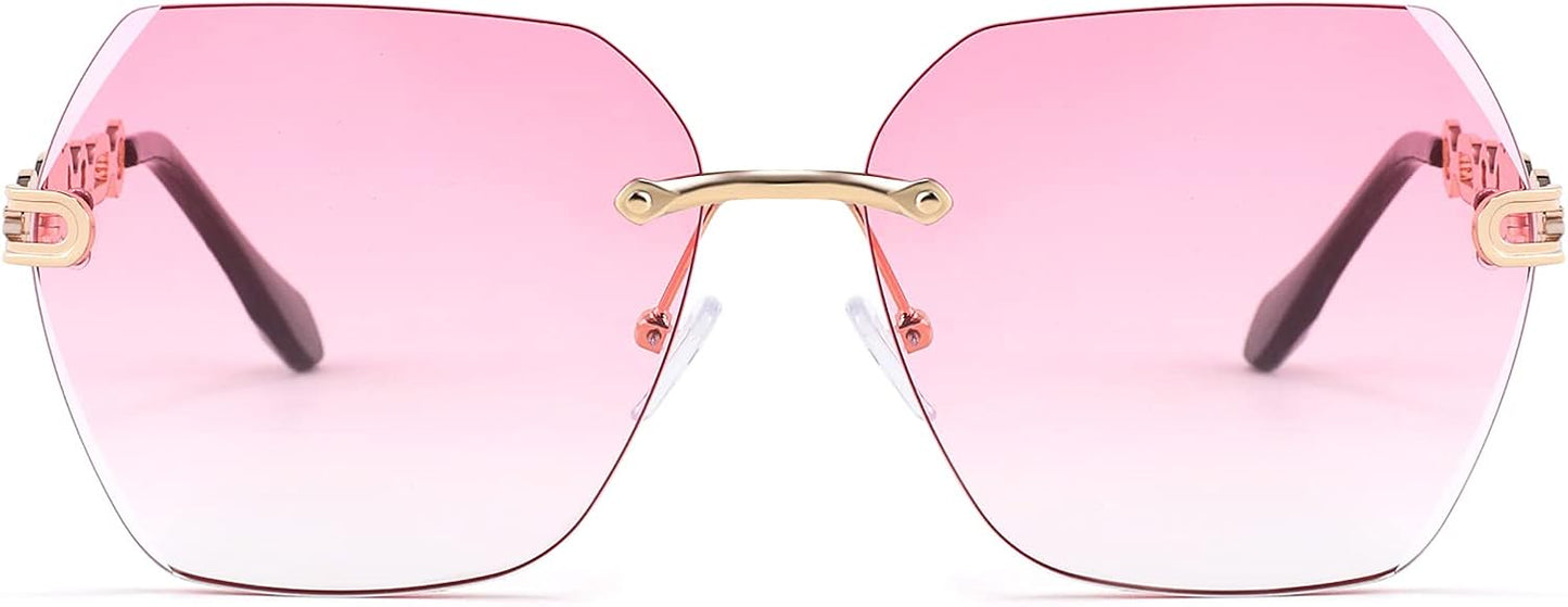 商品图片 34 | B083VRLS2Q | FEISEDY Classic Rimless Sunglasses Women Metal Frame Diamond Cutting Lens Sun Glasses B2567