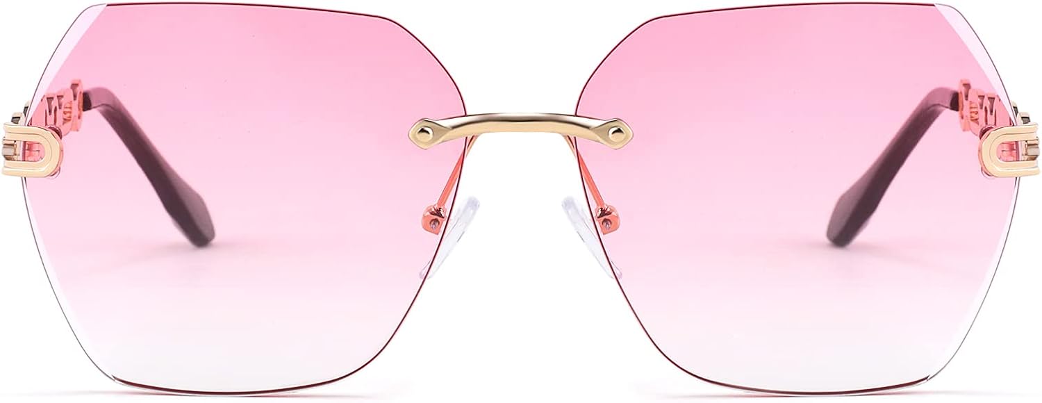 商品图片 34 | B083VRLS2Q | FEISEDY Classic Rimless Sunglasses Women Metal Frame Diamond Cutting Lens Sun Glasses B2567