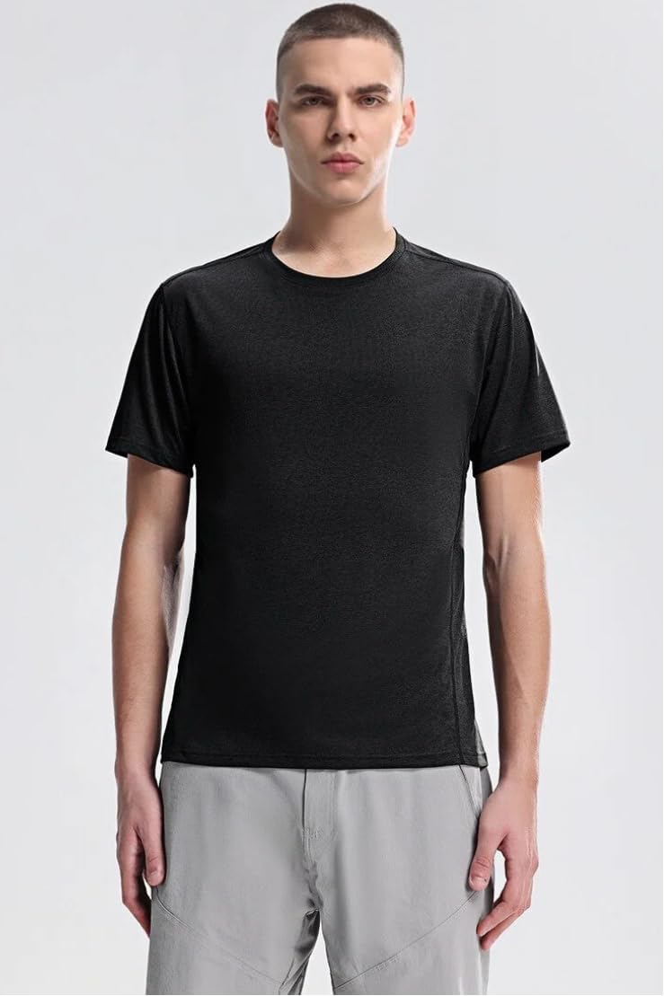 商品图片 2 | B0GRYZVGSP | Workout Shirts for Men, Athletic Quick Dry Shirts, Hiking Shirt, Round Neck Summer Mens Workout Clothes & Gym Running Tops