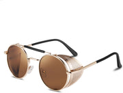 02 Brown / 49 Millimeters | B07X2P9TQL | FEISEDY Steam Punk Sunglasses for Men Women Side Shield Round Steampunk Vintage Glasses Shades B2518