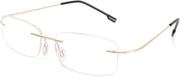 Gold / 1.0 x | B08LNMKVDS | FEISEDY Lightweight Rimless Titanium Stainless Steel Anti-Blue Light Reading Glasses B2686
