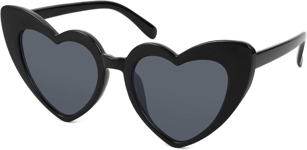 Black/Gray Lenses / 52 Millimeters | B08K4GZVGV | FEISEDY Vintage Heart Shaped Sunglasses Women Stylish Love Eyeglasses B2421-P1