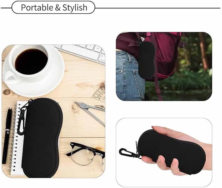 商品图片 6 | B0DQ7JKFM1 | Black Sunglasses Soft Case Ultra Light Polyester Zipper Eyeglass Case for Men Women