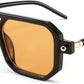 007 Black Frame & Orange Lens / 52 Millimeters | B0CBK4Q8DM | FEISEDY Vintage Square 70s Flat Aviator Sunglasses Women Men Classic Retro Stylish Frame UV400 Sunglasses B2622