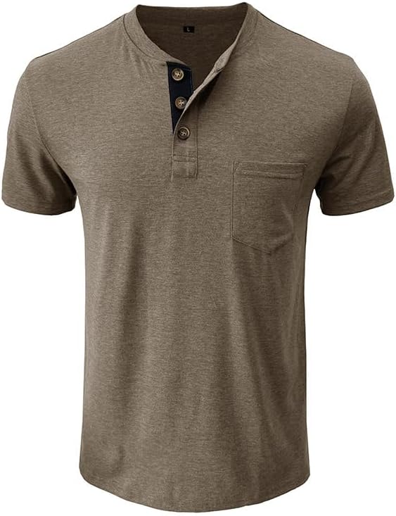 商品图片 2 | B0GJL9QY1W | Men's Long/Short Sleeve Polo Shirt, Soft Cotton Pocket Crew Tee Classic Men Shirts Casual Henley T-Shirt for Golf Daily Wear