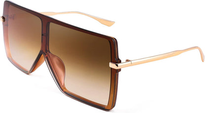Gradient Brown / 65 Millimeters | B097CVFDZT | FEISEDY Flat Top Oversized Shield Sunglasses Women Men Square Fashion Rimless Shades UV400 B2784