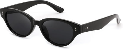 Gloss Black / 54 Millimeters | B0GVNWG4LZ | FEISEDY Retro Oval Cat Eye Sunglasses for Women UV400 Protection B0419