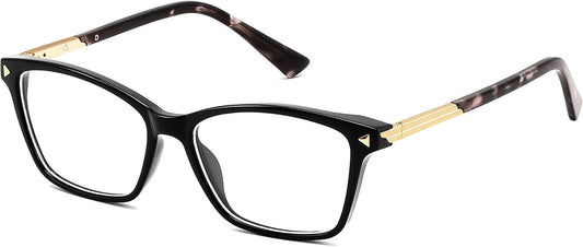 FEISEDY Blue Light Glasses for Women Men TR90 Computer Phone Gaming B0370 | Blue Light Blocking Glasses, Anti Eyestrain and Glare, Soft Comfortable Fit with Spring Hinges | BLACK Series - Black