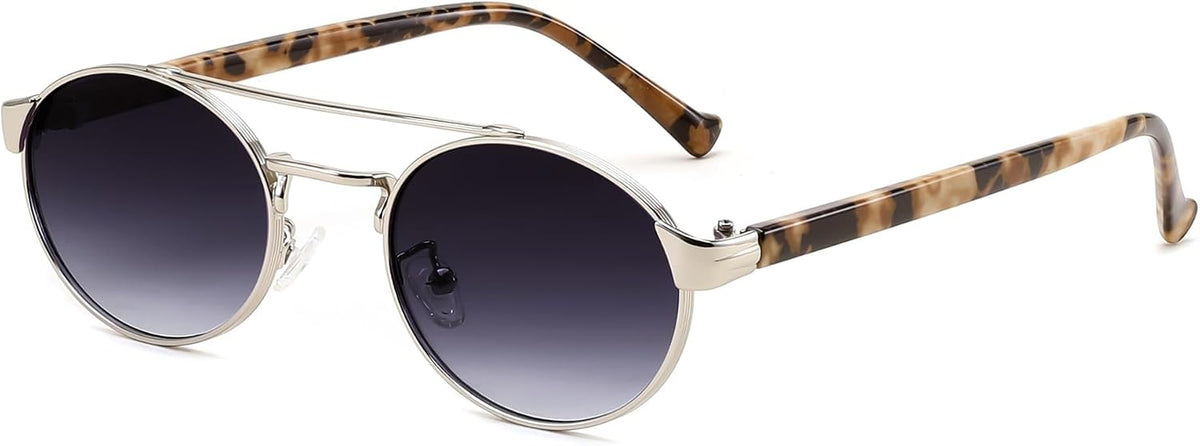Tortoise/Gradient Gray / 52 Millimeters | B0DRYN11YG | FEISEDY Classic Trendy Oval Sunglasses Women Men Cute Small Shade Metal Frame Sunnies B0264