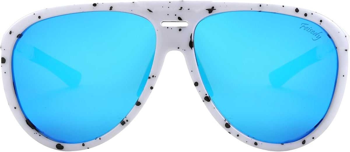 ÉÌƷͼƬ 21 | B0CT5M1L9R | FEISEDY Polarized Aviator Sunglasses Men Women Oversized Round Steampunk Sunglasses Side Shield Goggles B0095