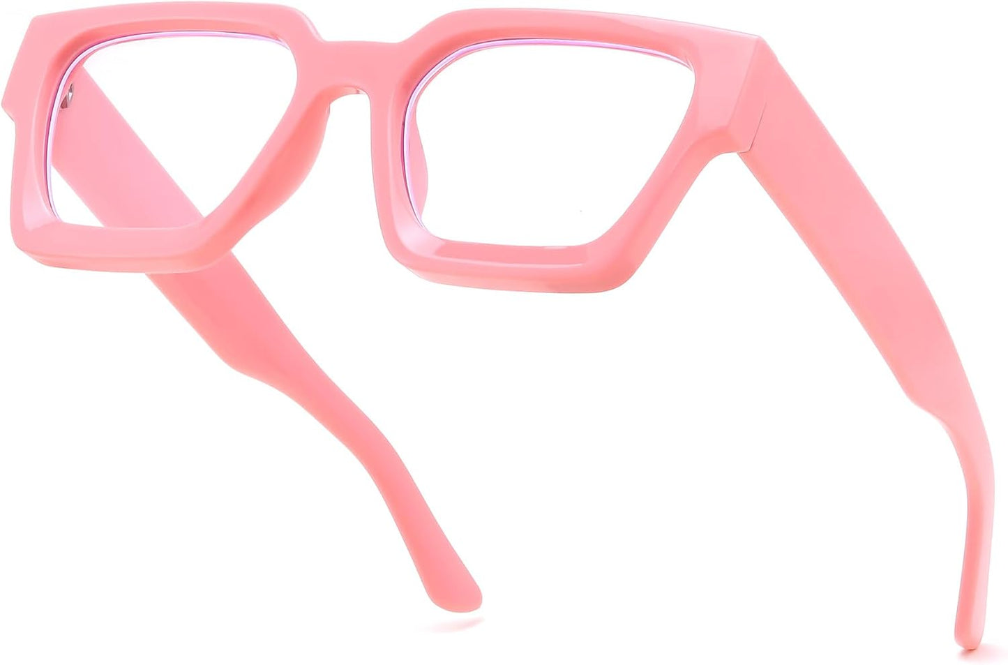 Pink / 53 Millimeters | B0DXDV1XP8 | FEISEDY Retro Blue Light Blocking Glasses for Women Men 90s Classic Rectangle Frame Thick Chic Computer Eyeglasses B2383R