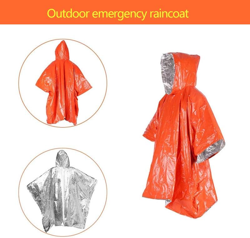 商品图片 4 | B0DWMCJ952 | Heavy - Duty Emergency Poncho with Mylar Liner Waterproof Reflective & Warm for Outdoor Use