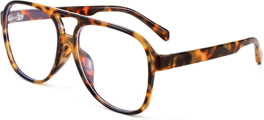 Leopard Frame / 60 Millimeters | B09WZY6VWN | FEISEDY 70s Aviator Glasses Frame Blue Light Blocking Glasses Oversized Square Computer Glasses Women Men B2888