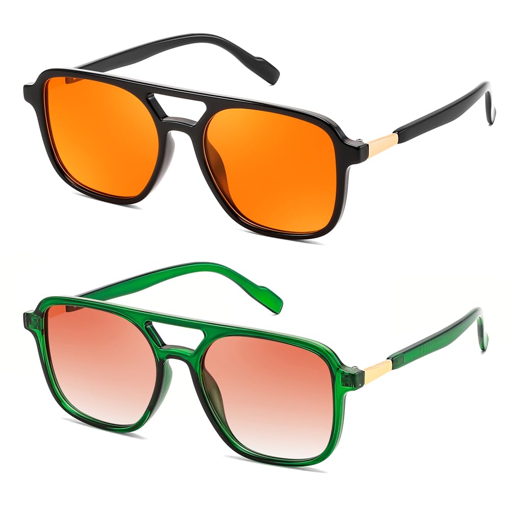 FEISEDY Polarized Pilot Sunglasses for Women Men, Trendy Rectangle Womens Mens Sun Glasses