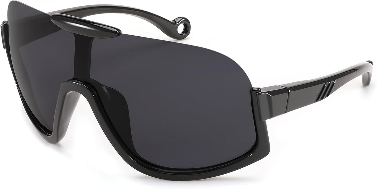 Black Frame Gray Lenses / 60 Millimeters | B0CQWXY24R | FEISEDY Sunglasses Men Women Oversized Fashion Sports Baseball Fishing Skiing Running Golf Adults Teens Half Frame B0012