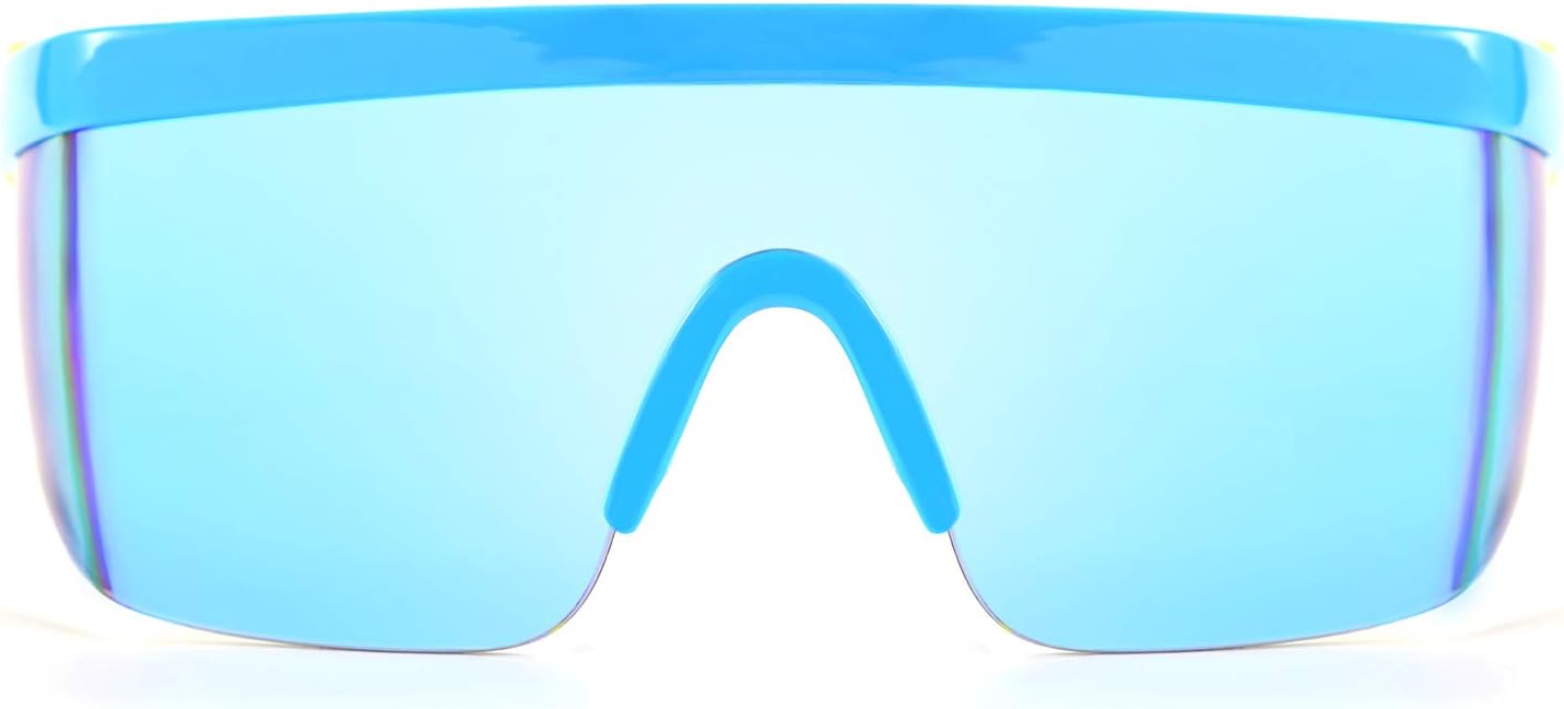 商品图片 65 | B096SD9GGG | FEISEDY Oversized Mirror Shield Sport 80s Sunglasses Ski Goggles Flat Top One Piece Futuristic Visor Women Men B2522