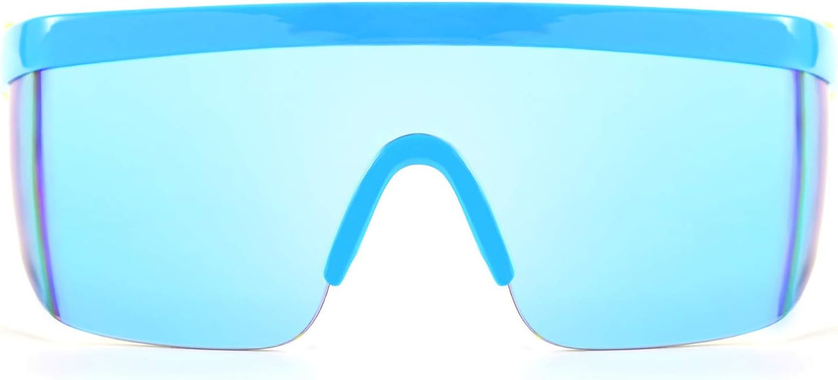 ÉÌƷͼƬ 65 | B096SD9GGG | FEISEDY Oversized Mirror Shield Sport 80s Sunglasses Ski Goggles Flat Top One Piece Futuristic Visor Women Men B2522