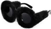 Black Round 2889 / 70 Millimeters | B09SHCQ758 | FEISEDY Sunglasses Women Plush Fuzzy Soft Velvet Party Masquerade B2877