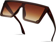 Red Brown / 60 Millimeters | B07MNGQ9T5 | FEISEDY Oversized Sunglasses Mens Womens Flat Top Square Trendy Visor Shades UV400 B2470