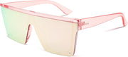 Pink Mirrored / 60 Millimeters | B096RD7ZZ5 | FEISEDY Oversized Sunglasses Mens Womens Flat Top Square Trendy Visor Shades UV400 B2470