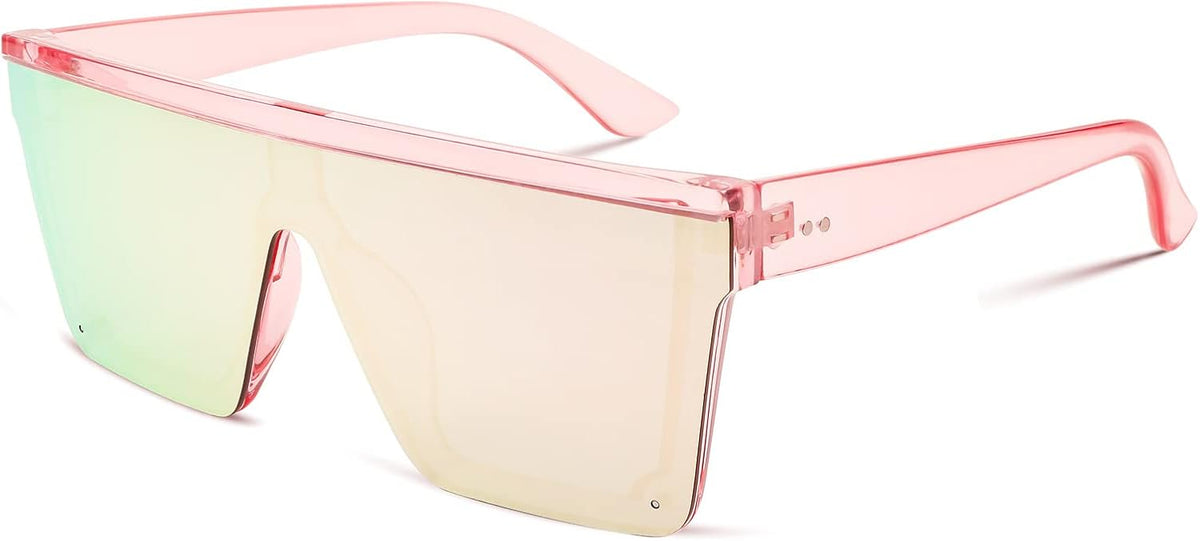 Pink Mirrored / 60 Millimeters | B096RD7ZZ5 | FEISEDY Oversized Sunglasses Mens Womens Flat Top Square Trendy Visor Shades UV400 B2470