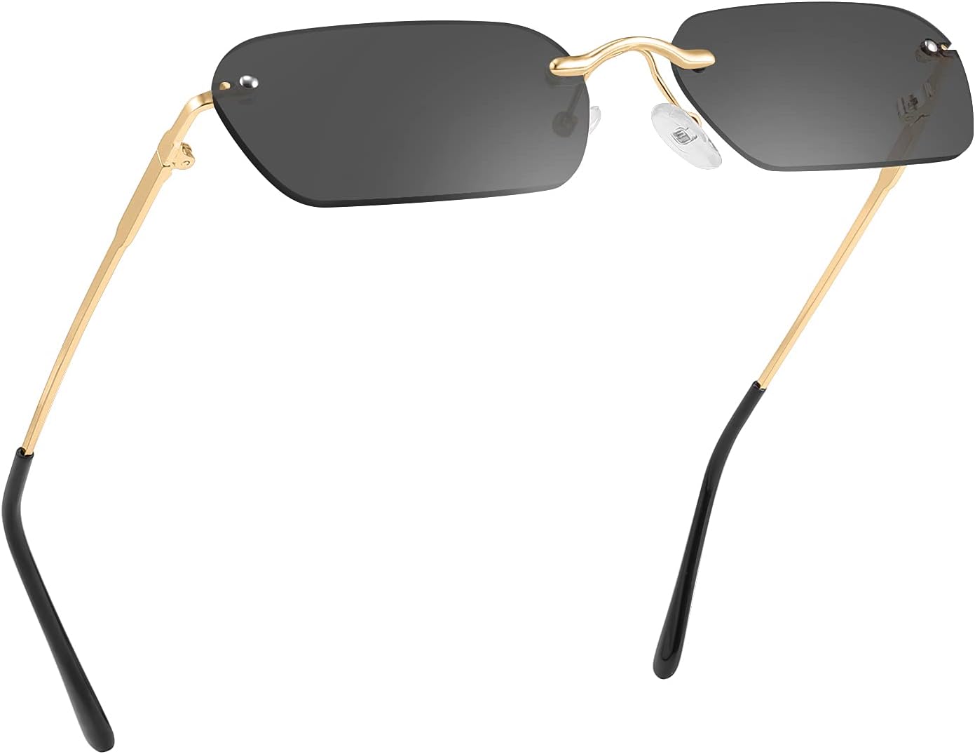Grey / 55 Millimeters | B08FDMXH3M | FEISEDY Rimless Sunglasses Y2K Retro Small Narrow Rectangle Shades B2643