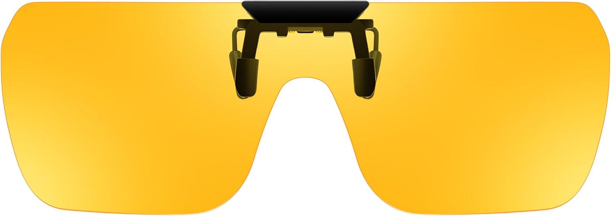 Yellow Night Vision / 65 Millimeters | B0FX3NFR9N | FEISEDY Clip-on Flip Up Rimless One Piece Sunglasses for Glasses TAC Lenses B0345
