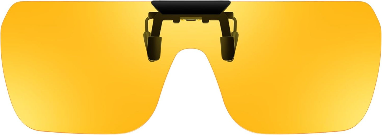 Yellow Night Vision / 65 Millimeters | B0FX3NFR9N | FEISEDY Clip-on Flip Up Rimless One Piece Sunglasses for Glasses TAC Lenses B0345