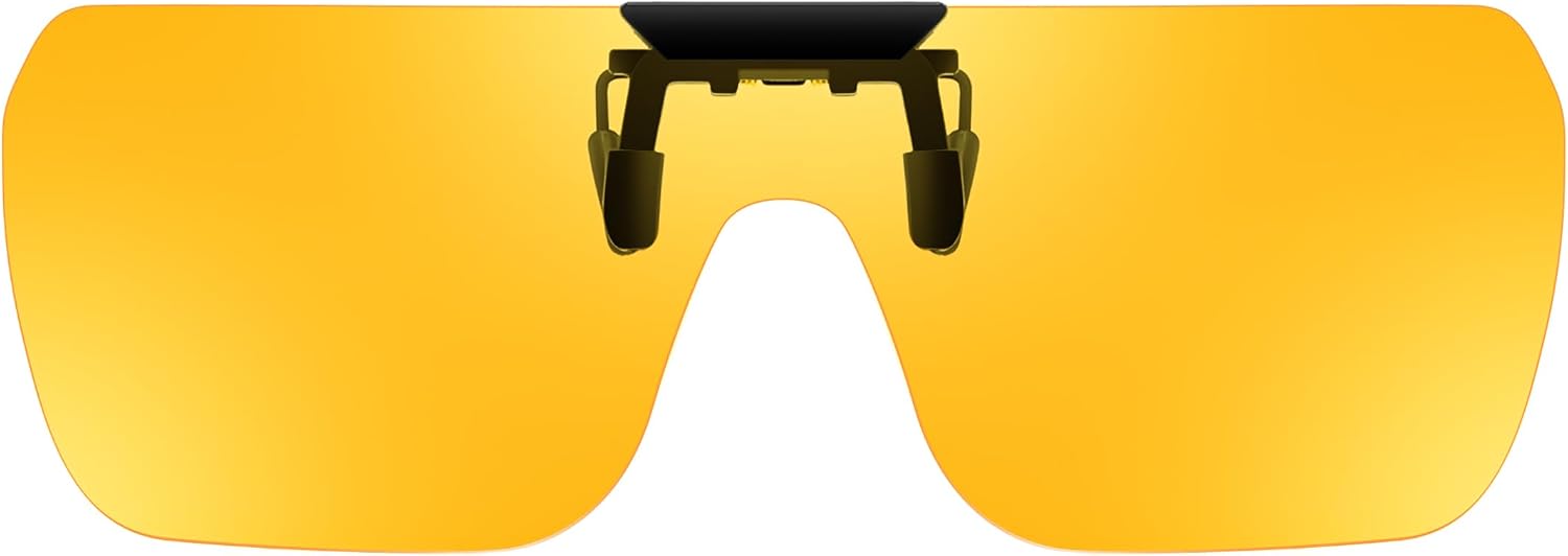 Yellow Night Vision / 65 Millimeters | B0FX3NFR9N | FEISEDY Clip-on Flip Up Rimless One Piece Sunglasses for Glasses TAC Lenses B0345
