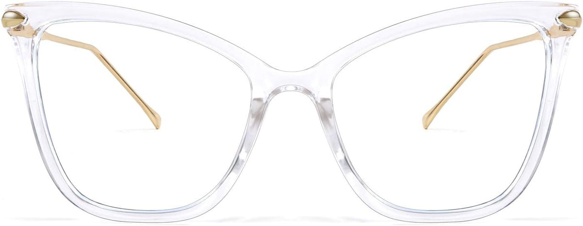 004 Transparent | B085VFNWFR | FEISEDY Oversized Cat Eye Glasses Frame Blue Light Blocking Eyewear for Women B2589