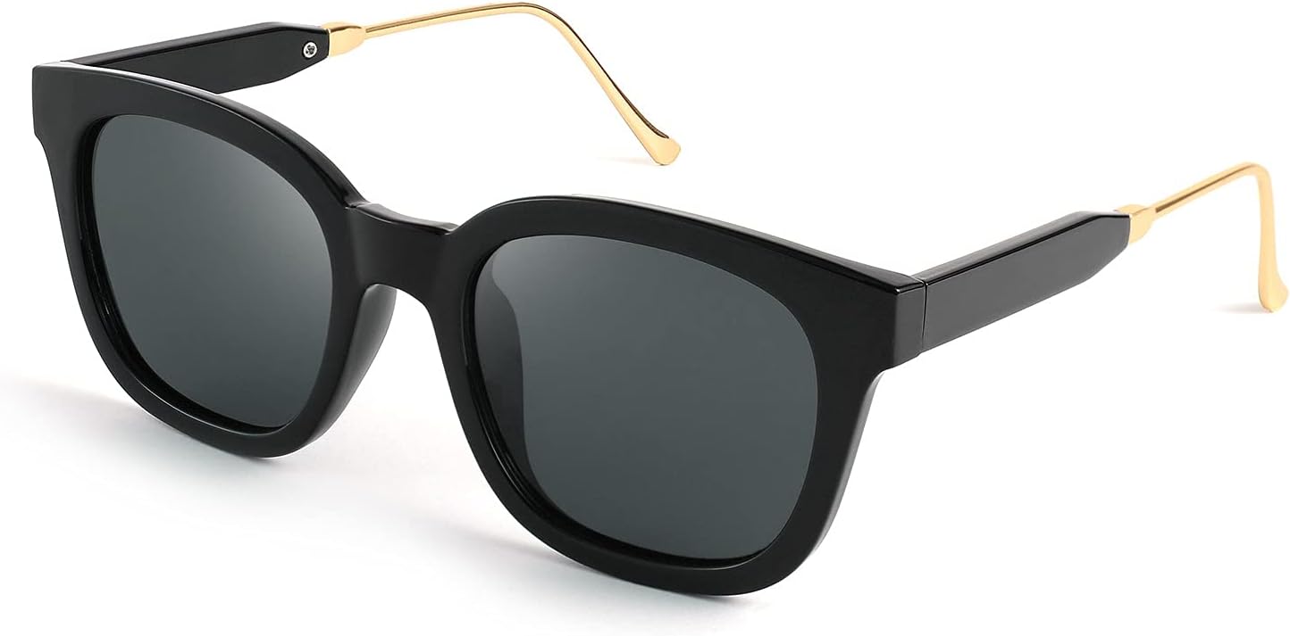 006 Black Frame Grey Lens / 51 Millimeters | B08KXS8HSX | FEISEDY Square Polarized Sunglasses Women Men Retro Trendy Shades UV400 Lenses B2624