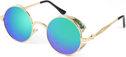 006 Gold Frame & Green Polarized Lens / 50 Millimeters | B09NPNCWKC | FEISEDY Retro Steampunk Sunglasses for Men Women, Round Metal Frame Gothic Vintage Style B2820
