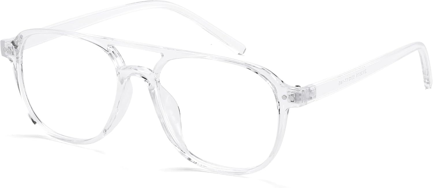 Transparent / 50 Millimeters | B0CY2BYJXK | FEISEDY Blue Light Blocking Glasses Women Men Square Computer Lightweight Pilot Glasses Anti Eyestrain & UV Glare B0141
