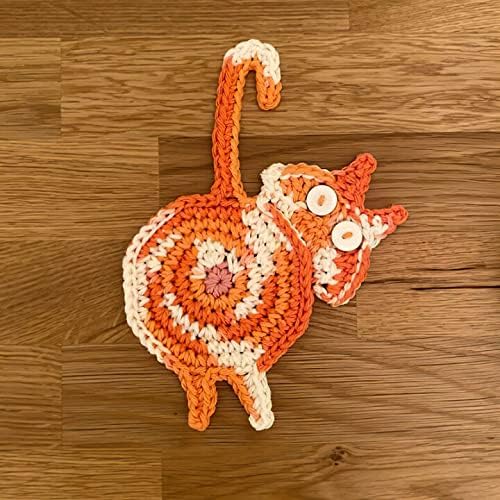 商品图片 9 | B0DS52F29G | Cute Cat Drink Coaster, Fun Woven Creative Coasters, for Home Decor Tabletop Protection, Cat Gifts for Cat Lovers