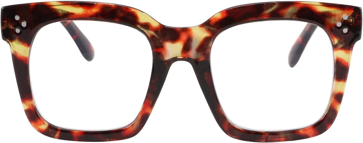 Leopard Frame / 51 Millimeters | B08ZMS11T7 | FEISEDY Women Men Blue Light Blocking Glasses Frame Oversized Designer Luxury Square Eyewear B2695-FF