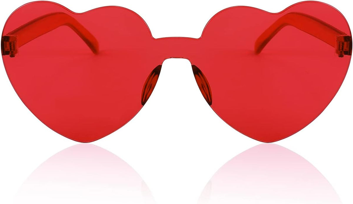 ÉÌƷͼƬ 22 | B09H3WMGMG | FEISEDY 2 Pack Rimless Heart Shaped Sunglasses Party Glasses Disco One Piece Transparent Trendy Love Glasses B2826-F2