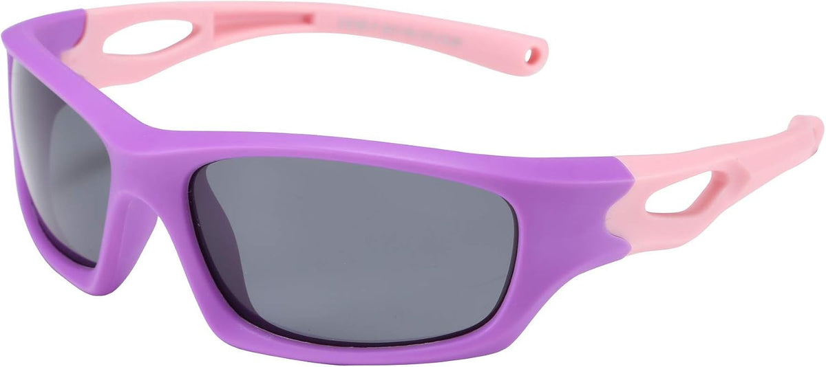 Purple-light Pink / 54 Millimeters | B07JM3ZNYZ | FEISEDY Kids Polarized Sport Sunglasses Rubber Frame Boys Girls 3 to 12 Age Children Gift B2453