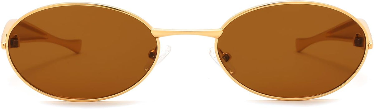 ÉÌƷͼƬ 7 | B0FH4FH8VH | FEISEDY Retro Oval Sunglasses Women Men - Gold Metal Chunky Frame, UV400 for Driving & Daily Wear B0312