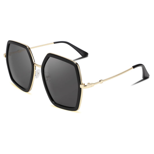 FEISEDY Women Large Hexagon Inspired Sunglasses Fashion Irregular Design Style Geometric B2503